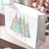 Elegant pastel Glitter kerstboom Gift Bag Groot Cadeauzakje