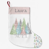 Elegant pastel Glitter kerstboom stoppen Kleine Kerstsok (Voorkant)