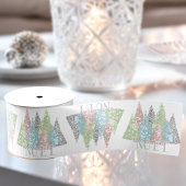 Elegant Pastel Glitter Trees Kerstmis Grosgrain Lint