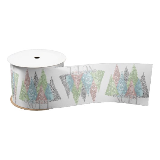 Elegant Pastel Glitter Trees Kerstmis Satijnen Lint (Spoel)