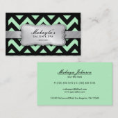Elegant Pastel Green en Black Chevron Pattern Visitekaartje (Voorkant / Achterkant)