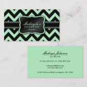 Elegant Pastel Green en Black Chevron Pattern Visitekaartje (Voorkant / Achterkant)