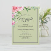 Elegant Pastel Green Flower Farewell Party Kaart (Staand voorkant)