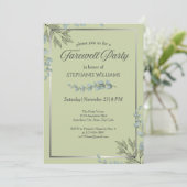 Elegant Pastel Green Flower Farewell Party Kaart (Staand voorkant)