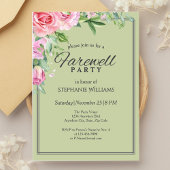 Elegant Pastel Green Flower Farewell Party Kaart