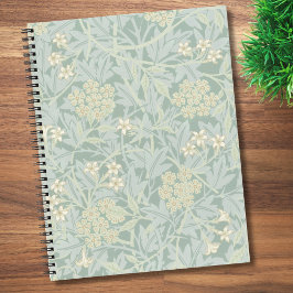 Elegant Pastel Green Jasmine Floral Pattern Notitieboek