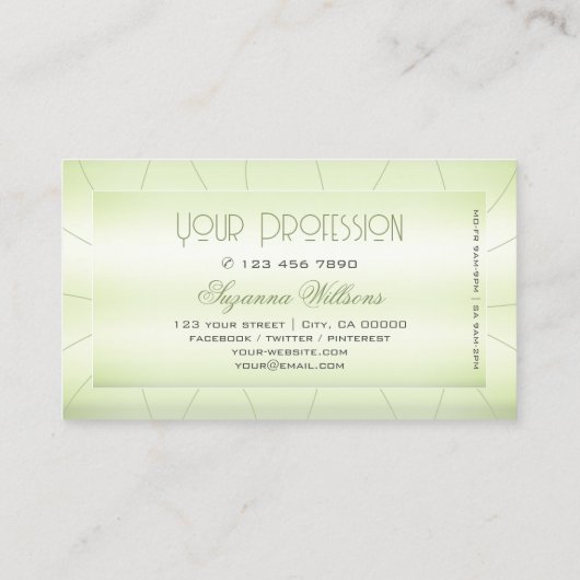 Elegant Pastel Green met diamant Glamoureus Luxe Visitekaartje (Achterkant)