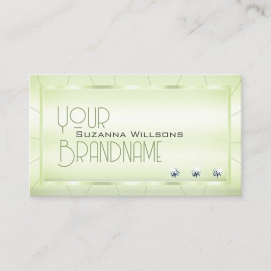 Elegant Pastel Green met diamant Glamoureus Luxe Visitekaartje (Voorkant)