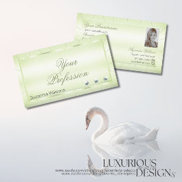 Elegant Pastel Green met diamanten en foto's Visitekaartje