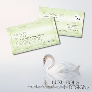 Elegant Pastel Green met diamanten en Logo Chic Visitekaartje