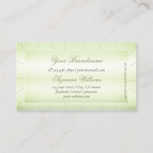 Elegant Pastel Green met Diamonds Professional Visitekaartje (Achterkant)