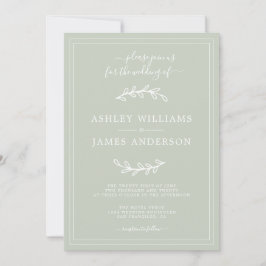 Elegant Pastel Green Wedding-uitnodiging Kaart