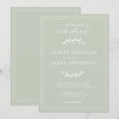 Elegant Pastel Green Wedding-uitnodiging Kaart (Voorkant / Achterkant)