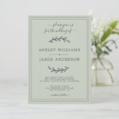 Elegant Pastel Green Wedding-uitnodiging Kaart (Staand voorkant)