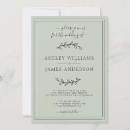 Elegant Pastel Green Wedding-uitnodiging Kaart