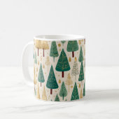 Elegant Pastel Groen Goud Kerstboom Patroon Koffiemok (Voorkant links)