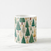 Elegant Pastel Groen Goud Kerstboom Patroon Koffiemok (Center)