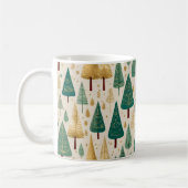 Elegant Pastel Groen Goud Kerstboom Patroon Koffiemok (Links)