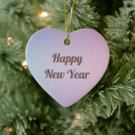 Elegant Pastel Heart Happy New Year Ceramic  Keramisch Ornament