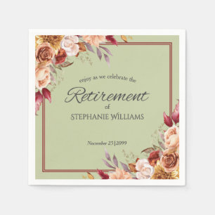 Elegant Pastel Herfst Bloem Pensioenfeest  Servet