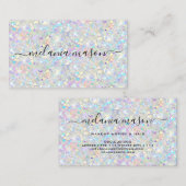 Elegant pastel holographic Glitter Makeup Artist Visitekaartje (Voorkant / Achterkant)
