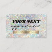 Elegant Pastel Holographic Glitter Marble Afsprakenkaartje (Voorkant)