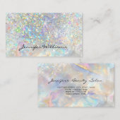 Elegant Pastel Holographic Glitter Marble Visitekaartje (Voorkant / Achterkant)