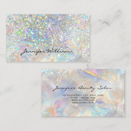 Elegant Pastel Holographic Glitter Marble Visitekaartje
