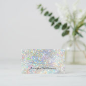 Elegant Pastel Holographic Glitter Marble Visitekaartje (Staand voorkant)
