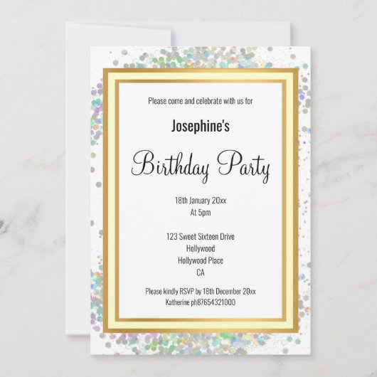 ELEGANT PASTEL HOLOGRAPHIC LEMON GOLD BIRTHDAY KAART (Voorkant)
