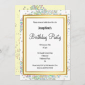 ELEGANT PASTEL HOLOGRAPHIC LEMON GOLD BIRTHDAY KAART (Voorkant / Achterkant)