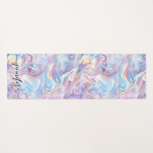 Elegant Pastel Holographic Marble Swirls Girly Yogamat (Achterkant (horizontaal))