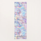 Elegant Pastel Holographic Marble Swirls Girly Yogamat (Achterkant)
