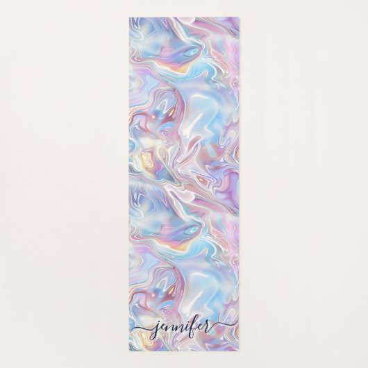 Elegant Pastel Holographic Marble Swirls Girly Yogamat (Achterkant)