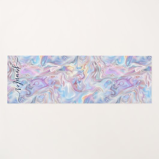 Elegant Pastel Holographic Marble Swirls Girly Yogamat (Voorkant (horizontaal))