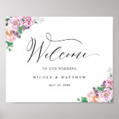Elegant pastel Joyful Floral Wedal Welcome Sign Poster (Voorkant)