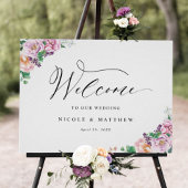 Elegant pastel Joyful Floral Wedal Welcome Sign Poster