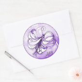 Elegant Pastel Lavendel Lily Waterverf Naam toevoe Ronde Sticker (Envelop)