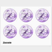 Elegant Pastel Lavendel Lily Waterverf Naam toevoe Ronde Sticker (Vel)