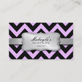 Elegant Pastel Lavender en Black Chevron Pattern Visitekaartje