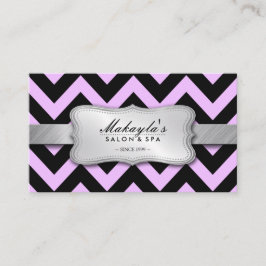 Elegant Pastel Lavender en Black Chevron Pattern Visitekaartje