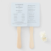 Elegant pastel lichtblauw bruiloft ceremonie progr handwaaier (Voorkant en achterkant)