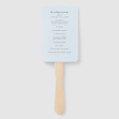Elegant pastel lichtblauw bruiloft ceremonie progr handwaaier (Achterkant)