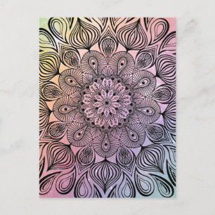 Elegant Pastel Mandala Trippy Psychedelic Hippie Briefkaart
