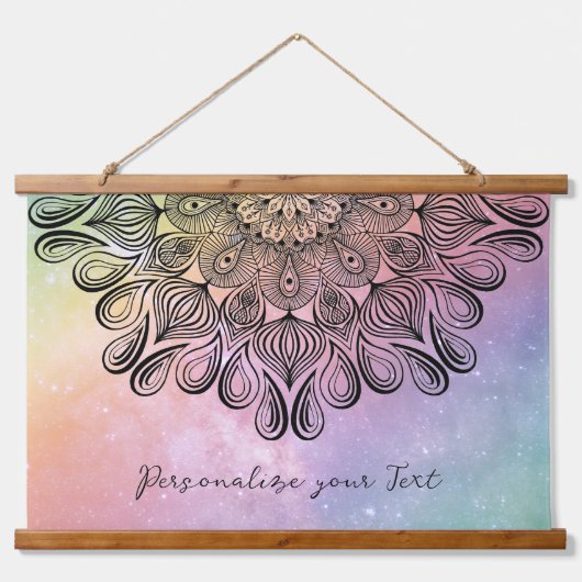 Elegant Pastel Mandala Trippy Psychedelic Hippie Hangend Wandkleed (Voorkant)