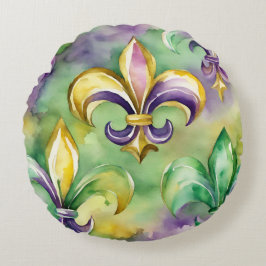 Elegant Pastel Mardi Gras  Rond Kussen