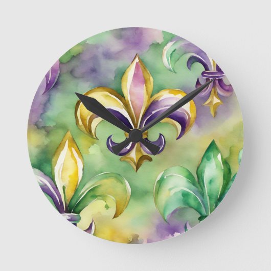 Elegant Pastel Mardi Gras  Ronde Klok (Voorkant)