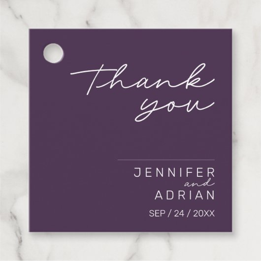 Elegant Pastel Minimal Paars Bedankt voor je bruil Bedankjes Labels (Voorkant)