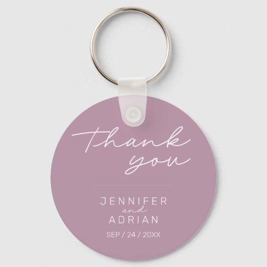 Elegant Pastel Minimal Paars Wedding sleutelhanger (Voorkant)