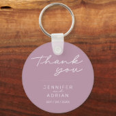 Elegant Pastel Minimal Paars Wedding sleutelhanger (Achterkant)